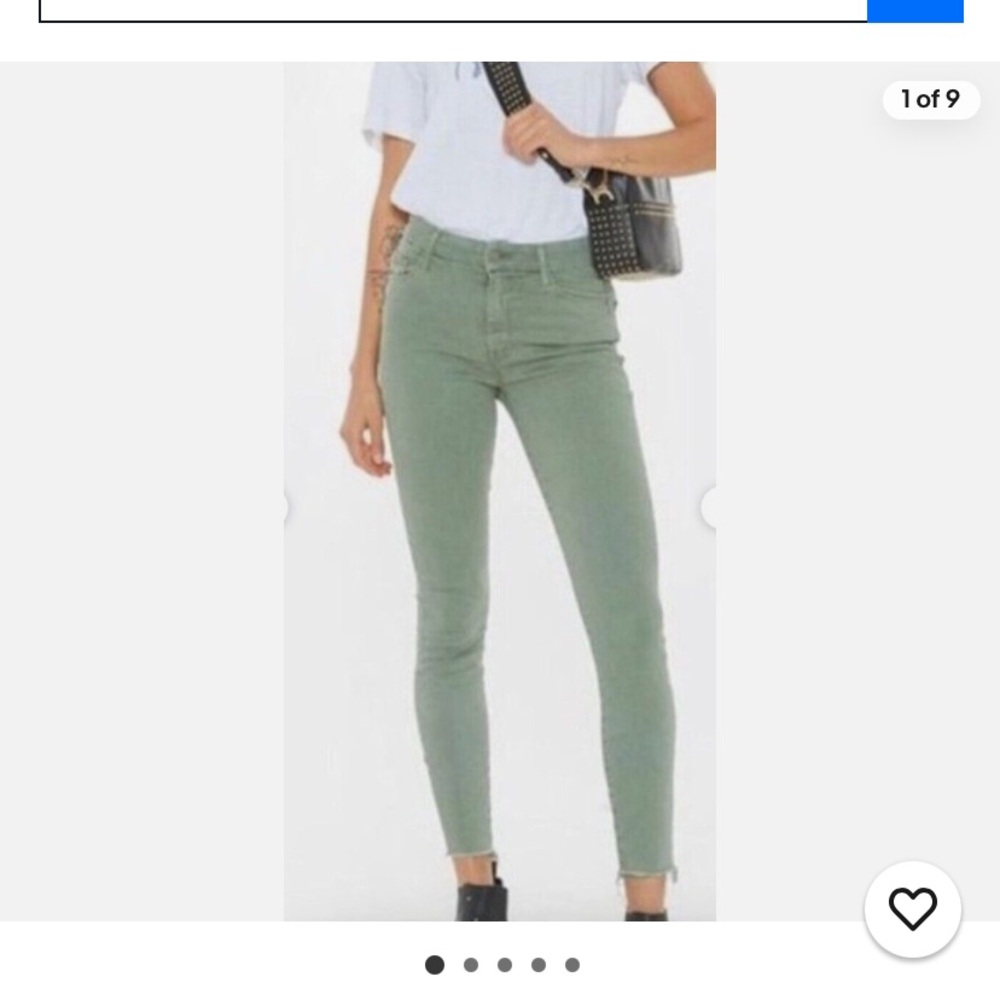 MOTHER High Rise Jeans in Olive Green